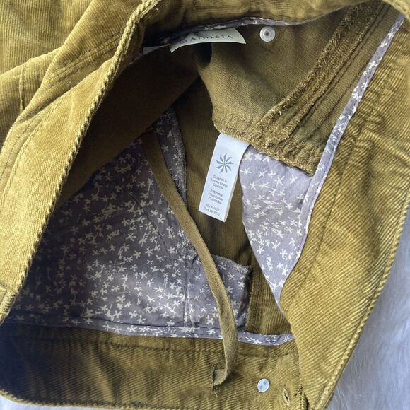 Athleta Skirt Sz 6 Kaleidoscope Corduroy Mini Mustard Olive Pockets Summer Cute - Picture 8 of 10